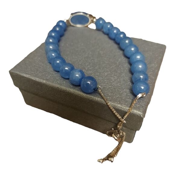Azure Beaded Bracelet with Silver Accents - Picture 6 of 14